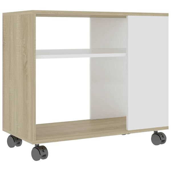 vidaXL Beistelltisch Wei&szlig; und Sonoma-Eiche 70x35x55 cm Holzwerkstoff