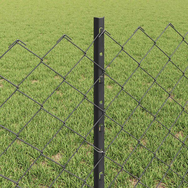 vidaXL Zaun mit Pfosten Grau 0,6 x 10 m Stahl und PVC