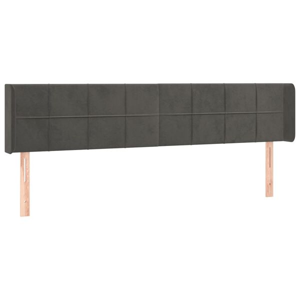 vidaXL Kopfteil mit Ohren Dunkelgrau 203x16x78/88 cm Samt
