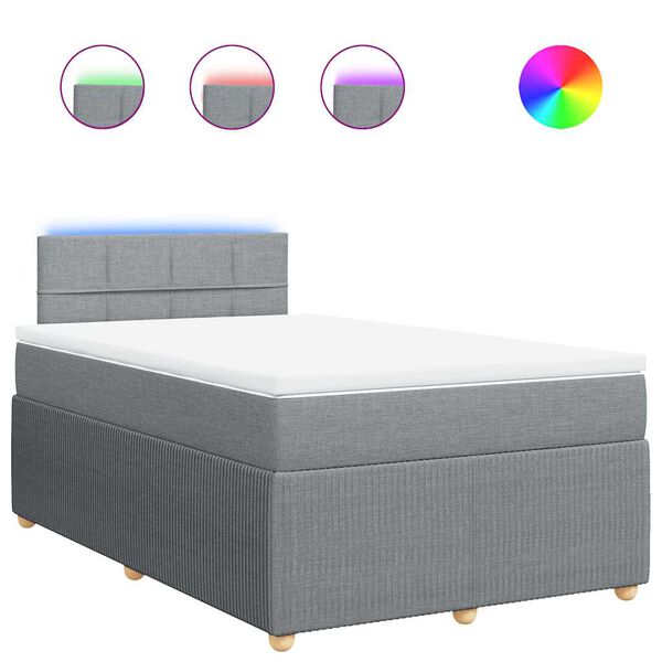 vidaXL Boxspringbett mit Matratze Hellgrau 120x200 cm Stoff