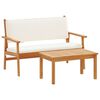 vidaXL Gartensofa-set mit Kissen 2 pcs Cremewei&szlig; Massivholz Akazie