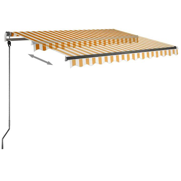 vidaXL Markise Manuell Einziehbar mit LED 350x250 cm Gelb und Wei&szlig;