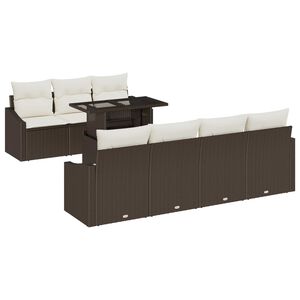 vidaXL Garten-Sofa-Set mit Kissen mit Speicher 8 pcs Braun Poly-Rattan