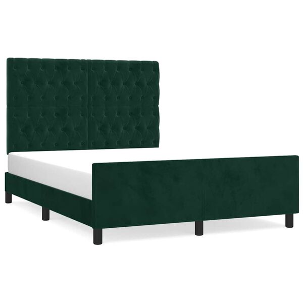 vidaXL Bettgestell ohne Matratze Dunkelgr&uuml;n 140x190 cm Samt