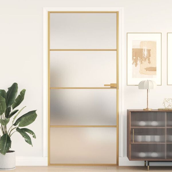 vidaXL Innent&uuml;r Schlank Golden 93x201,5 cm Hartglas und Aluminium