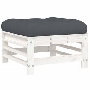 vidaXL Gartenhocker mit Kissen Wei&szlig; Massivholz Kiefer