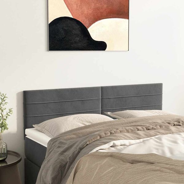 vidaXL Kopfteile Dunkelgrau 144x5x78/88 cm Samt