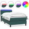 vidaXL Boxspringbett mit Matratze & LED Dunkelgr&uuml;n 100x220 cm Samt