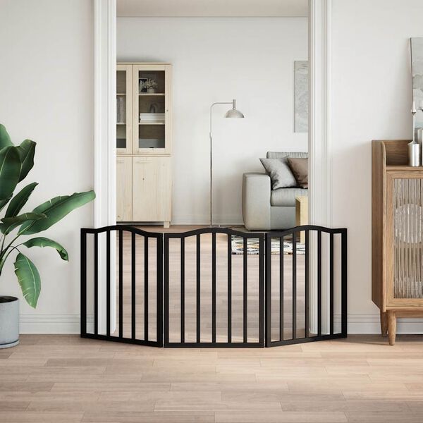 vidaXL 3-tlg. Hundetor Faltbar Schwarz 150 cm Pappelholz