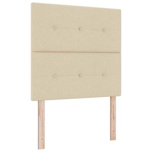 vidaXL LED Boxspringbett mit Matratze Creme 90 x 190 cm Stoff