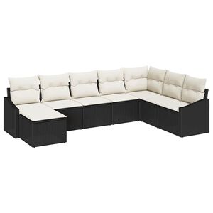 vidaXL Sofa Set mit Kissen 8 pcs Schwarz Poly-Rattan