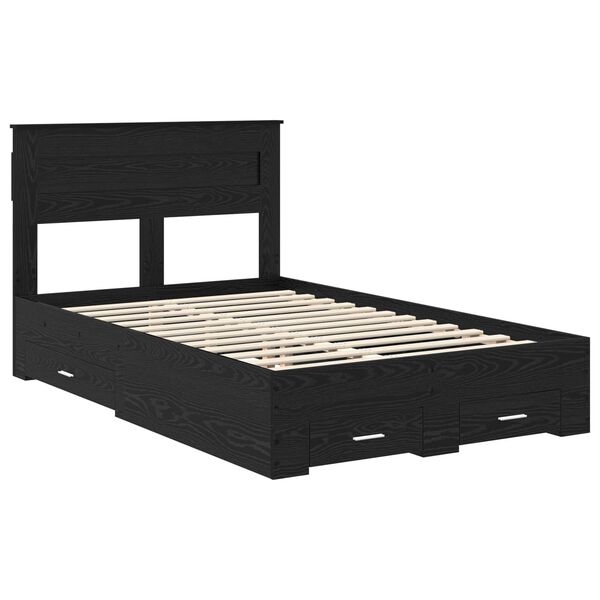 vidaXL Bettrahmen Schwarz Eichen-Optik 135 x 190 cm Holzwerkstoff
