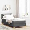 vidaXL LED Boxspringbett mit Matratze Dunkelgrau 90 x 200 cm Stoff