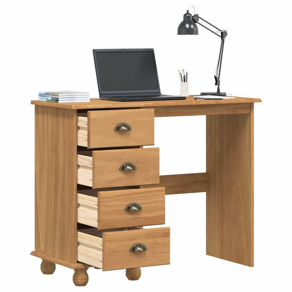 vidaXL Schreibtisch ASKIM Braun 95 x 40 x 75 cm Massives Kiefernholz