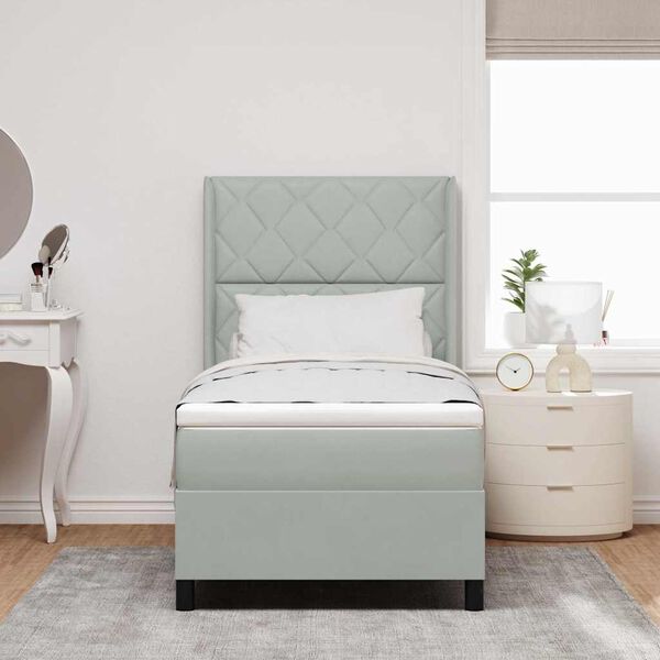 vidaXL Boxspringbett mit Matratze Hellgrau 90 x 190 cm Samt