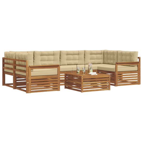 vidaXL Outdoor-Sofagarnitur mit Kissen 8 pcs Natur und Beige