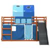 vidaXL Etagenbett mit Rutsche und Gardinen Blau 80x200 cm