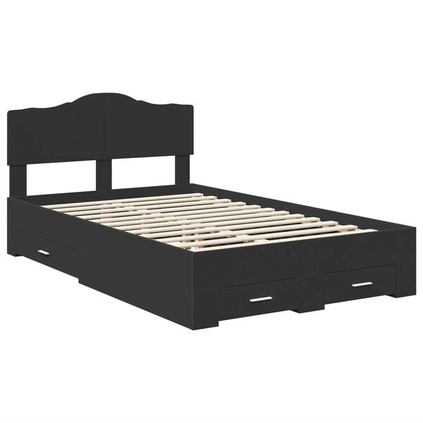 vidaXL Bettrahmen mit Kopfteil Schwarz 135 x 190 cm Holzwerkstoff