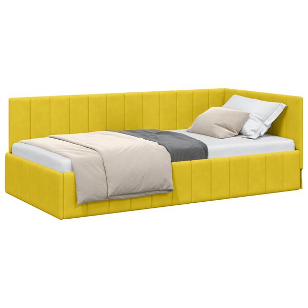 vidaXL Eckbettgestell mit Kopfteil Gelb 100 cm x 200 cm Samt