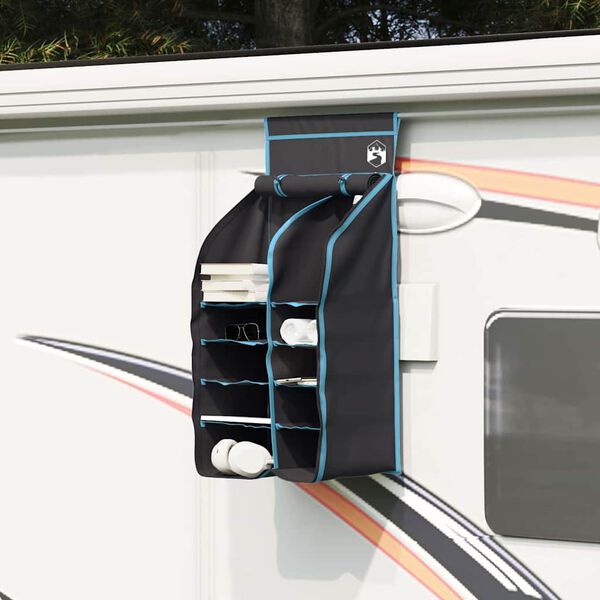 vidaXL Hängender Zeltorganizer mit 10 Taschen mit Speicher Schwarz