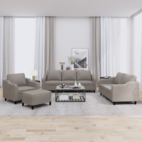 vidaXL 4-tlg. Sofagarnitur mit Kissen Taupe Stoff