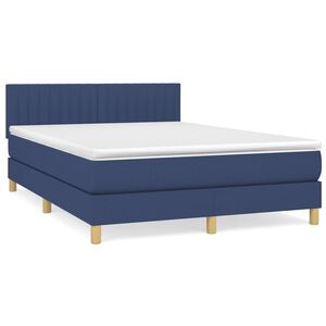 vidaXL Boxspringbett mit Matratze Blau 140x190 cm Stoff