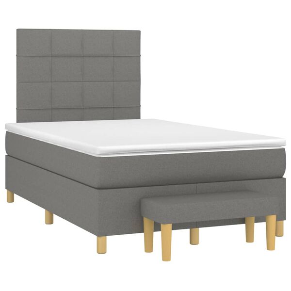 vidaXL Boxspringbett mit Matratze Dunkelgrau 120x200 cm Stoff
