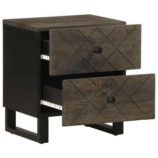 vidaXL Nachttische 2 Stk. Schwarz 40x33x46 cm Massivholz Mango