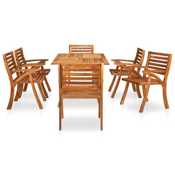 vidaXL 7-teiliges Garten-Ess-Set 150 x 90 cm Massivholz Akazie