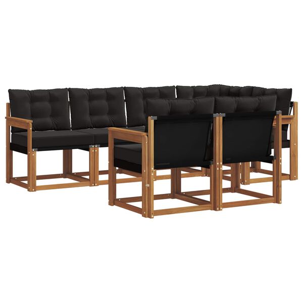 vidaXL Outdoor-Sofagarnitur mit Kissen 7 pcs Nat&uuml;rlich und Schwarz