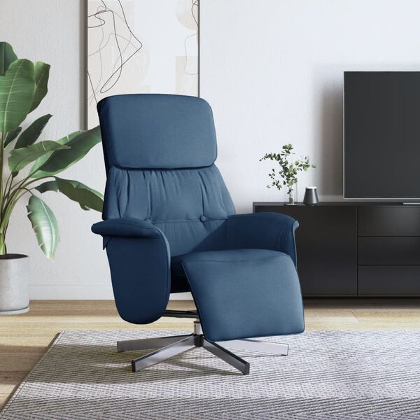 vidaXL Relaxsessel mit Fu&szlig;teil Blau Stoff