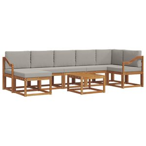 vidaXL Outdoor-Sofagarnitur 8 stk. Nat&uuml;rlich und Hellgrau