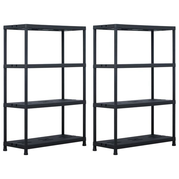 vidaXL Lagerregale 2 Stk. Schwarz 220 kg 90 x 40 x 138 cm Kunststoff