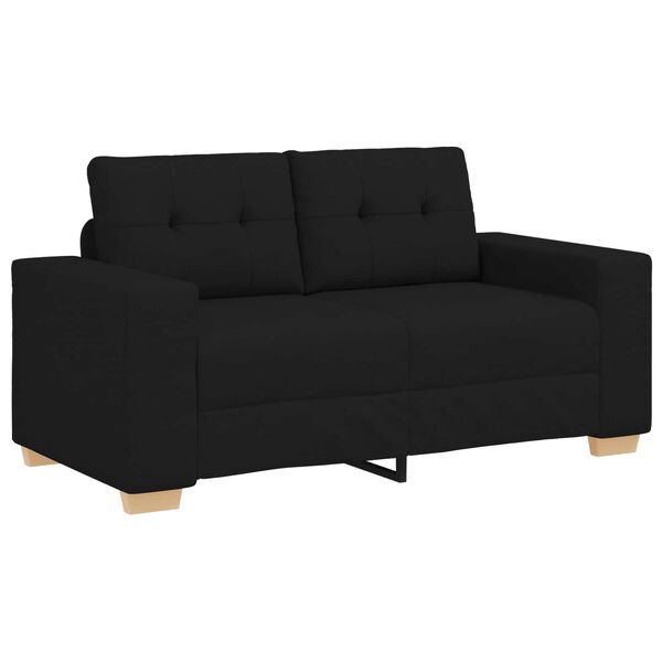vidaXL Sofa 3 pcs Schwarz Leinenmischgewebe