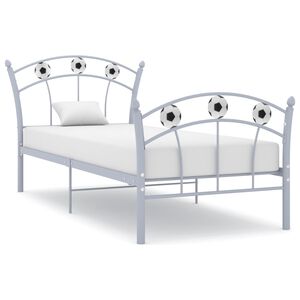 vidaXL Einzelbett mit Fu&szlig;ball-Design Grau Metall 90x200 cm