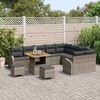 vidaXL Garten-Sofa-Set mit Kissen 12 pcs Grau Poly Rattan