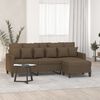 vidaXL 3-Sitzer-Sofa mit Hocker Braun 180 cm Stoff
