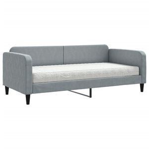 vidaXL Tagesbett mit Matratze Hellgrau 90x190 cm Stoff