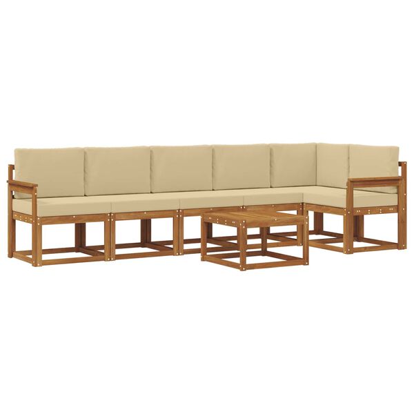 vidaXL Outdoor-Sofagarnitur mit Kissen 7 pcs Natur und Beige