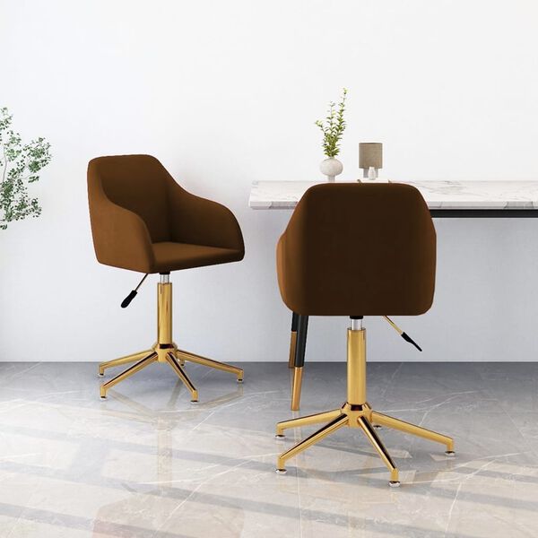 vidaXL Esszimmerst&uuml;hle 2 Stk. Drehbar Braun Samt