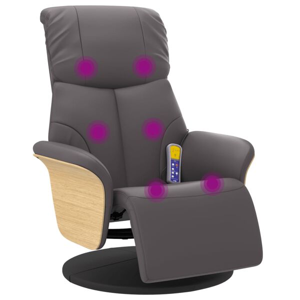 vidaXL Massagesessel mit Fu&szlig;teil Grau Kunstleder