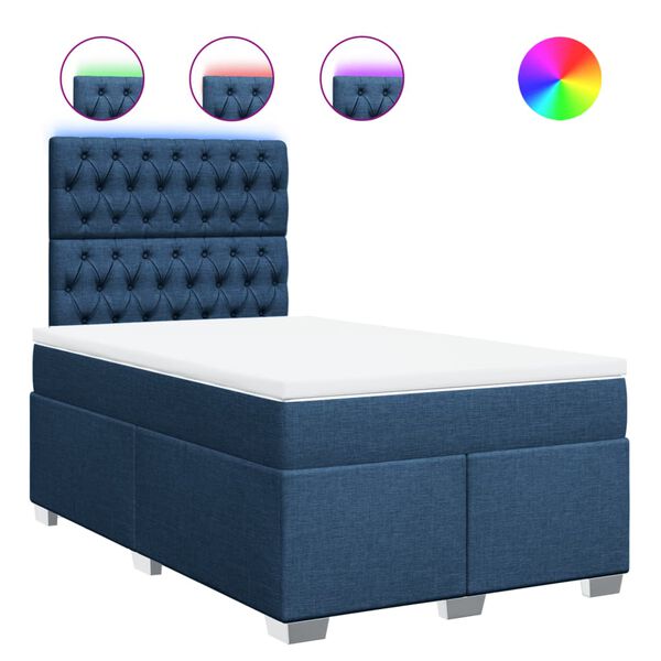 vidaXL Boxspringbett mit Matratze Blau 120x190 cm Stoff
