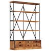 vidaXL B&uuml;cherregal 4 Ebenen 6 Schubladen 122&times;36&times;181 cm Massivholz
