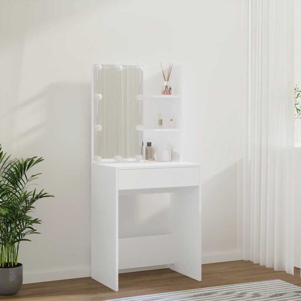 vidaXL Schminktisch mit LED Wei&szlig; 60x40x140 cm