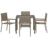vidaXL Garten Essgruppe 5 pcs Grau Poly-Rattan