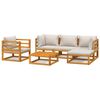 vidaXL 6-tlg. Garten-Lounge-Set mit Hellgrauen Kissen Massivholz