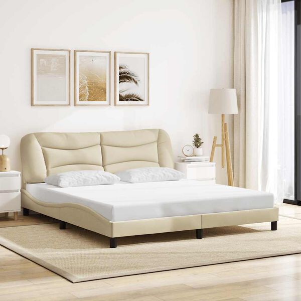 vidaXL Bettgestell ohne Matratze "Hvar" Creme 180x200 cm Stoff