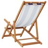 vidaXL Strandstuhl Klappbar Blau Wei&szlig; Massivholz Eukalyptus und Stoff