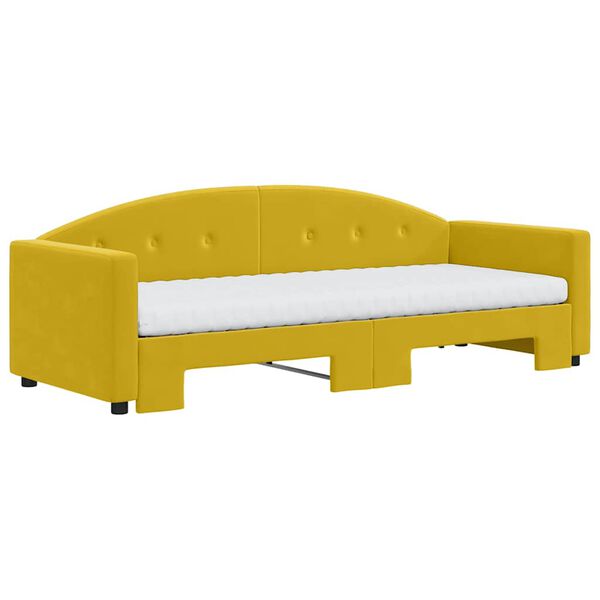 vidaXL Tagesbett Ausziehbar mit Matratzen Gelb 80x200 cm Samt