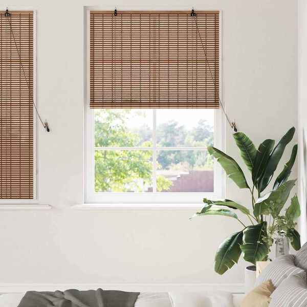vidaXL Rollo mit Vorh&auml;ngen Braun 120 x 160 cm Bambus